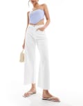 [Abercrombie & Fitch] Abercrombie & Fitch cropped wide leg jeans with raw hem in white 44 WHITE FRAY