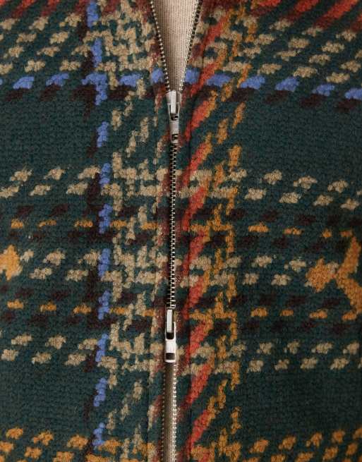 Abercrombie & Fitch cropped wool blend herringbone jacket in green, 5 of 5
