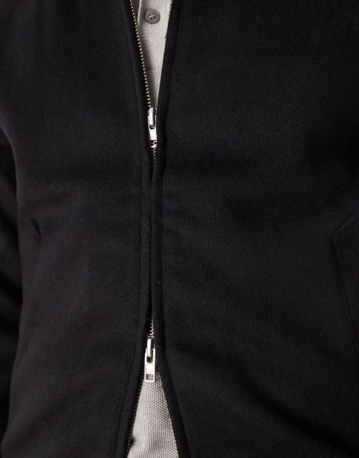 Abercrombie & Fitch cropped wool blend jacquard jacket in black, 5 of 5