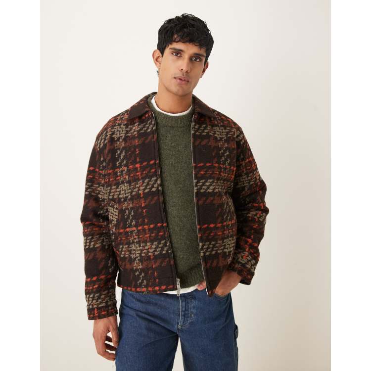 Abercrombie & Fitch cropped wool blend jacquard jacket in multi | ASOS