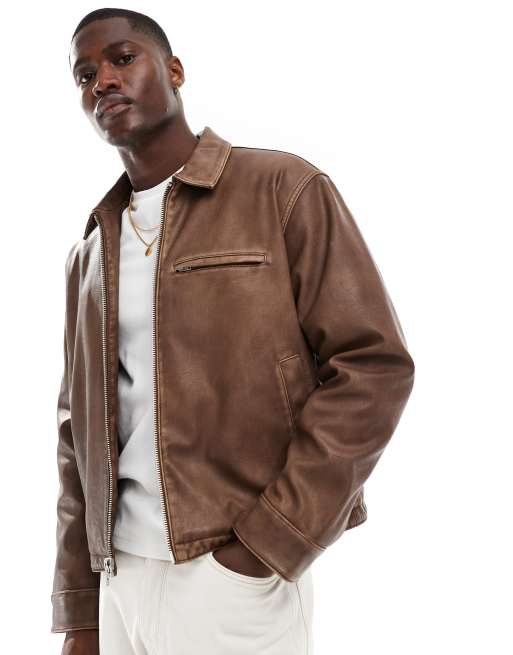 Cropped fitted leather jacket hotsell