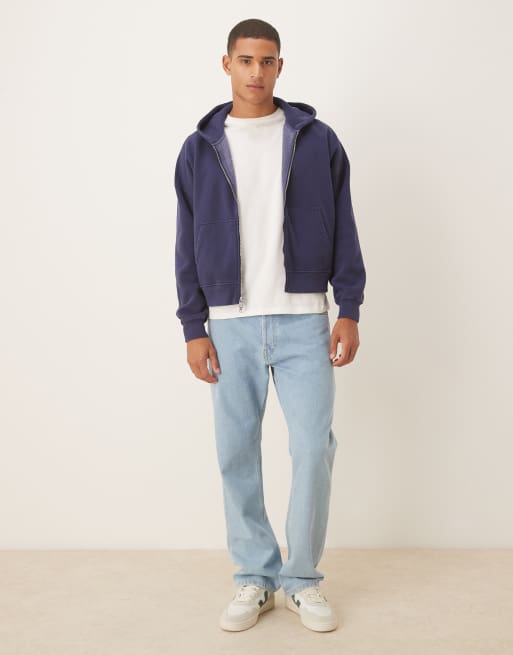 Abercrombie & Fitch cropped zip hoodie in navy, 2 of 5