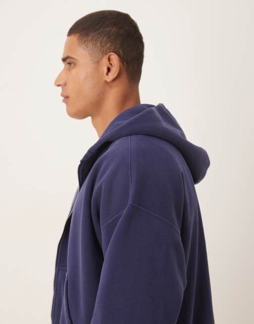 Abercrombie & Fitch cropped zip hoodie in navy, 4 of 5