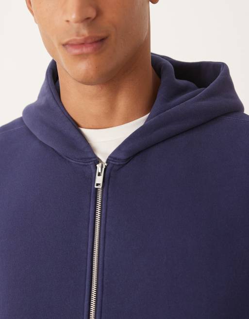 Abercrombie & Fitch cropped zip hoodie in navy, 5 of 5