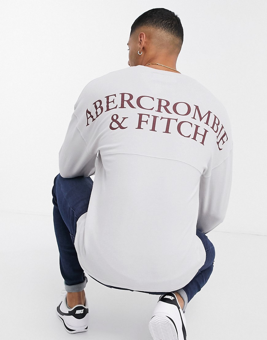 Abercrombie & Fitch Cross Back Logo Long Sleeve Top In Tan-black