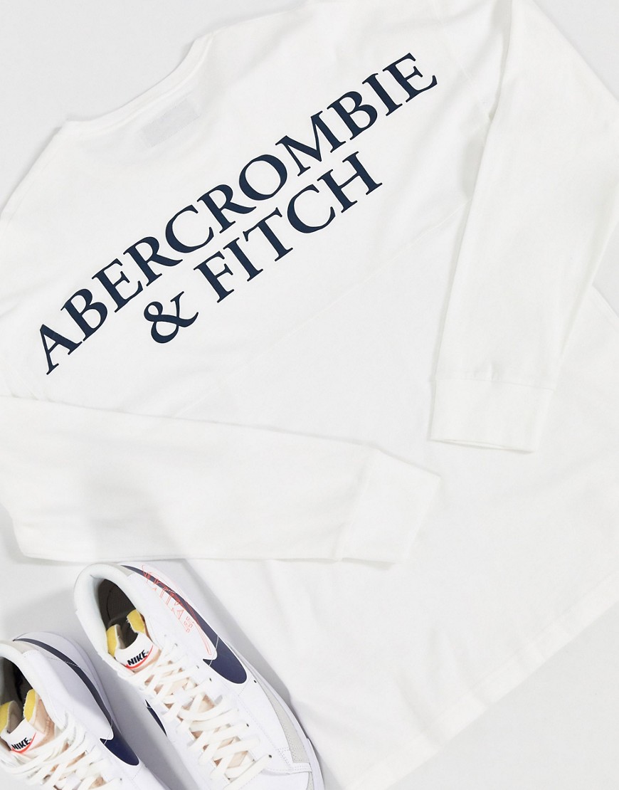 Abercrombie & Fitch Cross Back Logo Long Sleeve Top In White