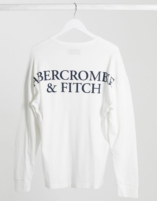 Abercrombie Fitch Cross Back Logo Long Sleeve Top In White Asos