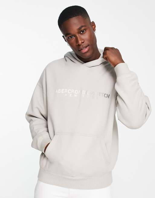 Abercrombie & Fitch cross chest logo oversized hoodie in tan