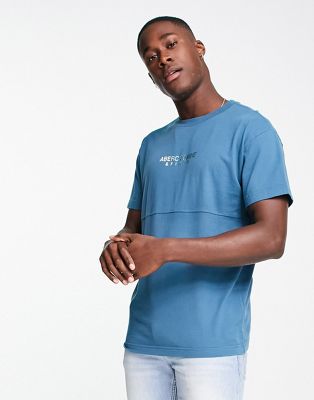 Abercrombie & Fitch cross chest logo t-shirt in mid blue - ASOS Price Checker