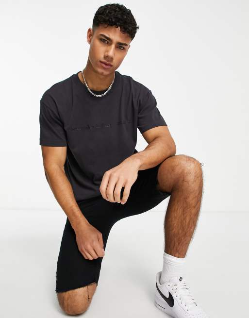 Abercrombie & Fitch – Cross – Ciemnoszary T-shirt o luźnym kroju z logo na piersi 