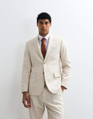 Abercrombie & Fitch Crosshatch Single Breasted Blazer In White