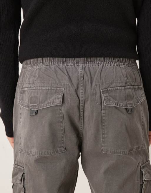 Abercrombie & Fitch cuffed cotton cargo pants in gray, 5 of 5