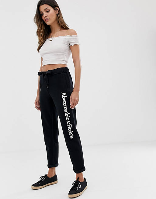Calle explosión Inolvidable Abercrombie & Fitch cuffed joggers with leg logo | ASOS