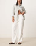 [Abercrombie & Fitch] Abercrombie & Fitch Curve high rise linen tailored pants in white W28 WHITE