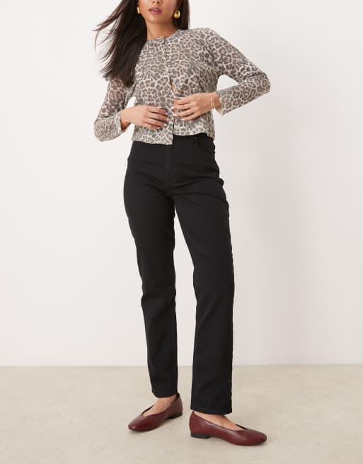 Abercrombie & Fitch Curve – Love 90s – Czarne jeansy o prostym kroju z bardzo wysokim stanem