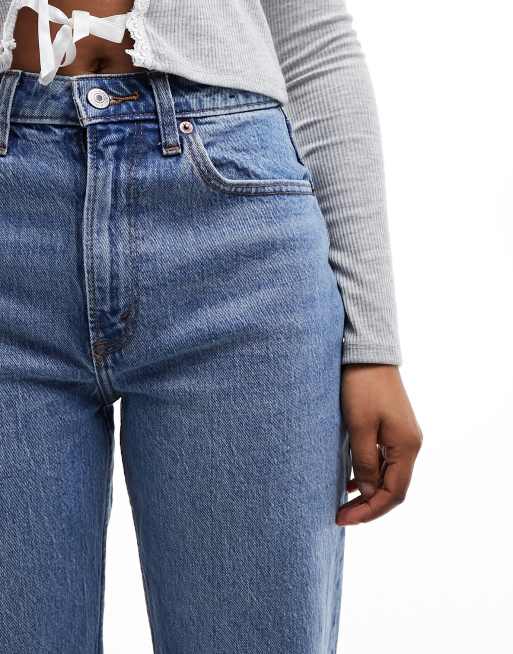 Abercrombie & Fitch Curve Love 90s relaxed fit jean in mid blue