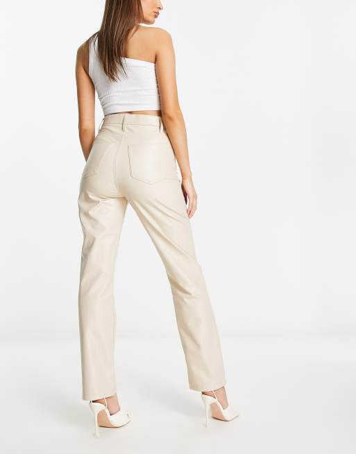 Abercrombie & Fitch curve love 90s straight faux leather pants in