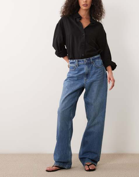 Abercrombie & Fitch - Curve Love - Blå højtaljede jeans med løstsiddende pasform og vintagevask - view 1