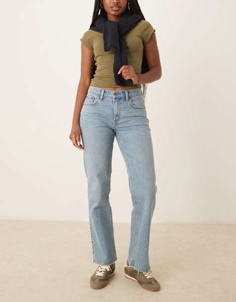  Abercrombie & Fitch curve love ultra high rise ankle straight jeans in dark wash