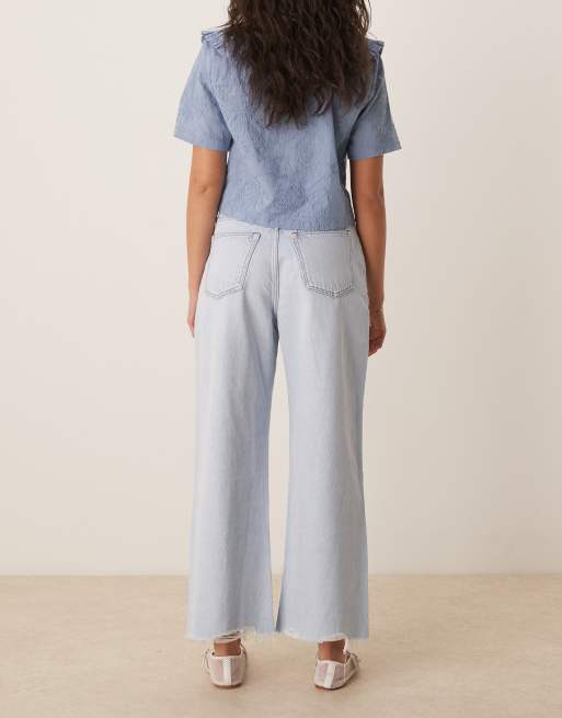 Abercrombie Fitch curve love high rise crop wide leg jeans in