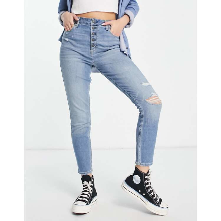 Pantalón Jeans Hollister Original, Azul Claro Con, 58% OFF