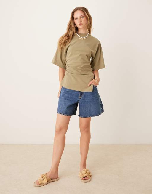 Abercrombie & Fitch curve love high rise loose denim studded