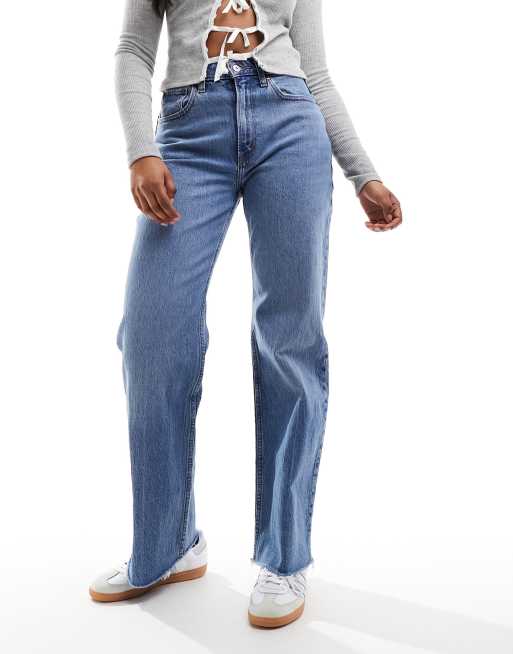 Abercrombie & Fitch - Curve Love - Jaren 90 stijl ruimvallende jeans in middenblauw