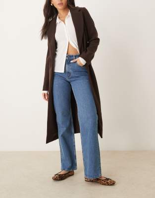 Abercrombie & Fitch - Curve Love - Jean décontracté style années 90 à taille haute - Bleu moyen délavé