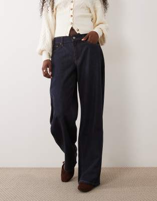 Abercrombie & Fitch Curve Love Low Rise Loose Jeans In Navy