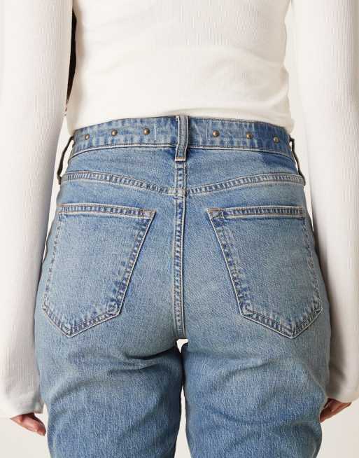 Abercrombie & Fitch curve love mid rise bootcut jeans in light blue wash, 5 of 5