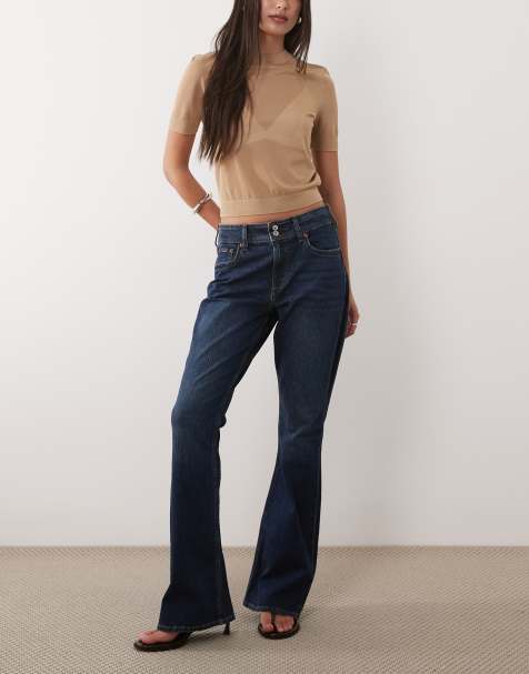 Abercrombie & Fitch curve love mid rise bootcut jeans in vintage blue
