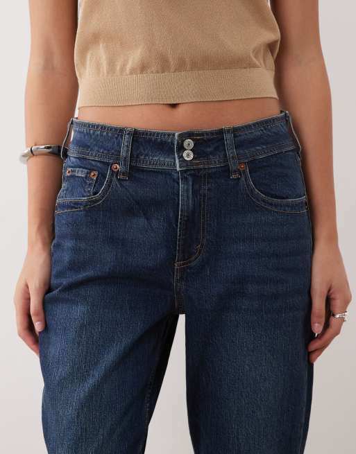 Abercrombie & Fitch curve love mid rise bootcut jeans in vintage blue, 4 of 5