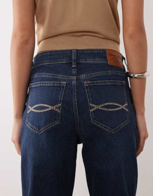 Abercrombie & Fitch curve love mid rise bootcut jeans in vintage blue, 5 of 5