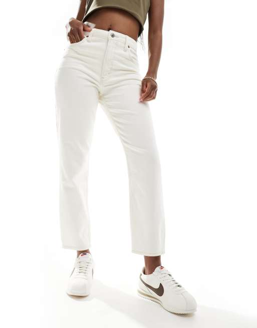 Abercrombie & Fitch Curve Love mom jean in ecru