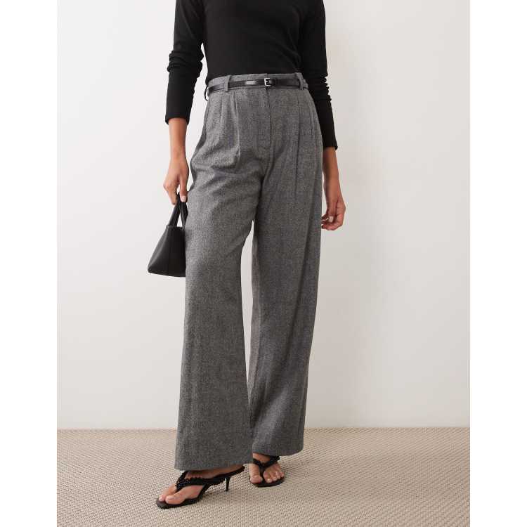 Abercrombie & Fitch Curve Love Sloane wool blend pleated wide leg