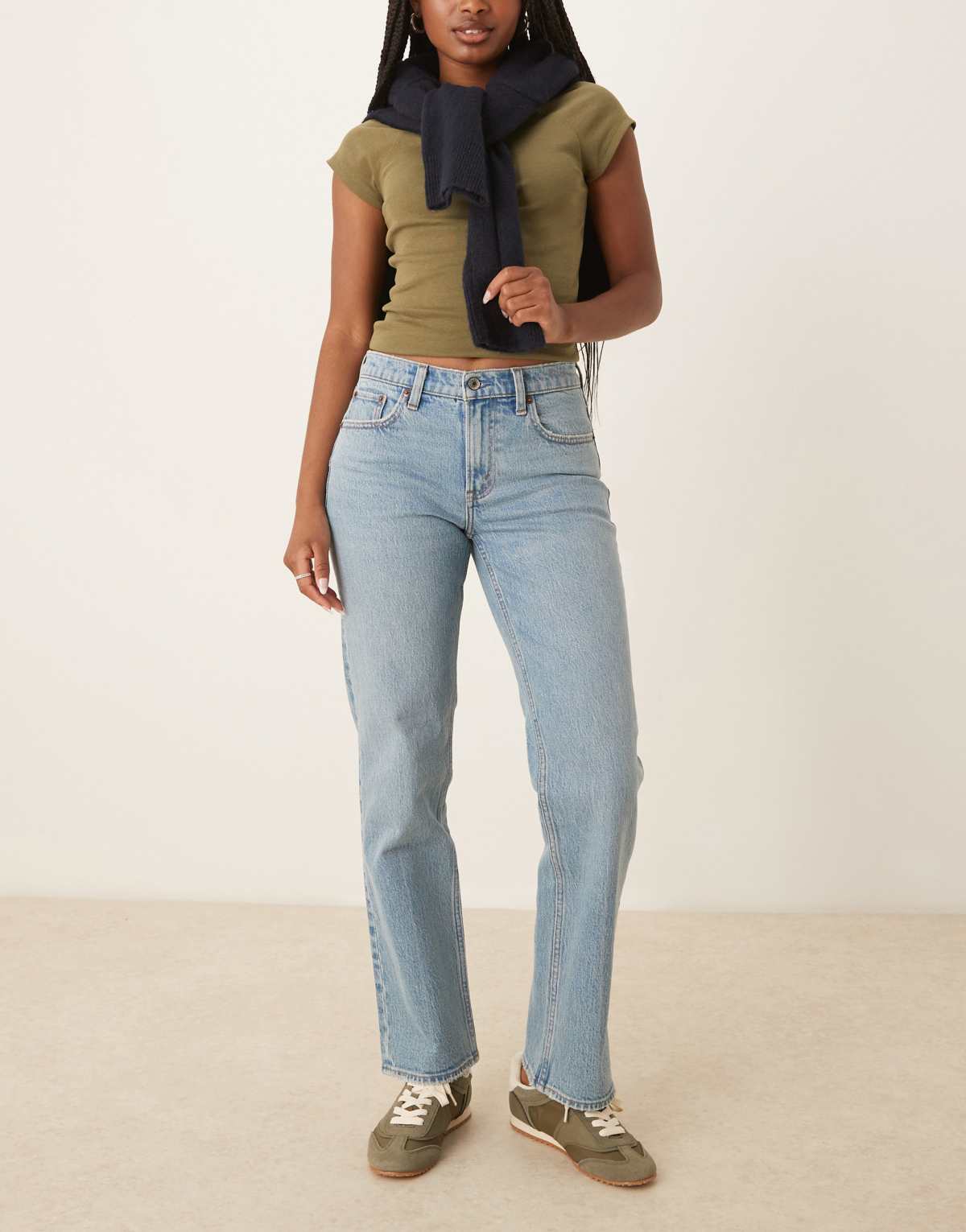 Abercrombie & Fitch curve love ultra high rise ankle straight jeans in dark wash