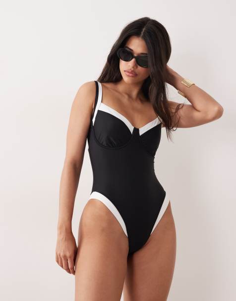 Abercrombie & Fitch Curve Love underwire swimsuit in black - view 1
