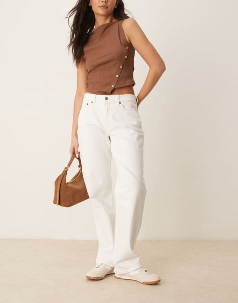Abercrombie & Fitch Curve low rise 90s relaxed in clean white - view 1