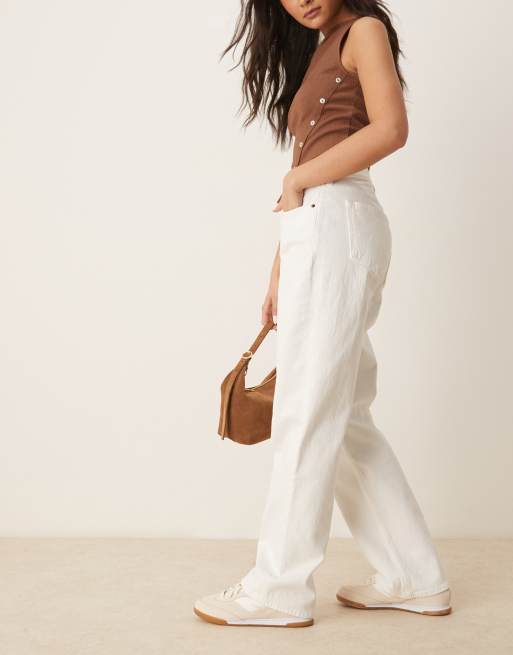 Abercrombie & Fitch Curve low rise 90s relaxed in clean white