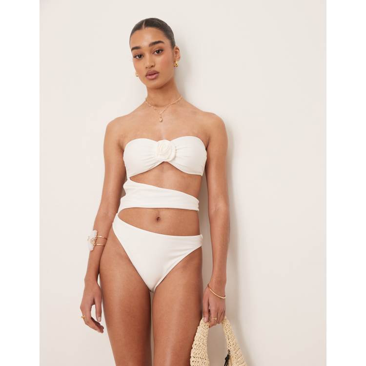 Thin border Swimsuit ホワイト F Racerback Swimsuit in White & Navy - Core Swimwear
