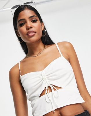 Abercrombie & Fitch cutout crop top in white