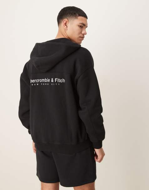 Abercrombie & Fitch – Czarna bluza z kapturem z zapięciem na zamek i logo, część zestawu - view 1