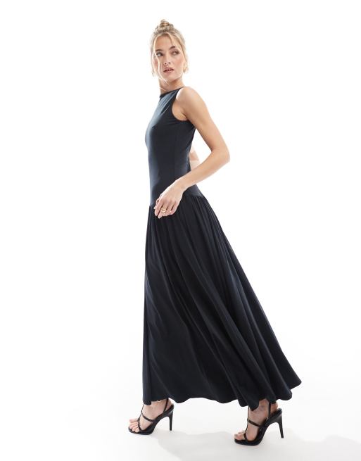 Abercrombie & Fitch – Czarna sukienka mini bez rękawów z obniżoną talią
