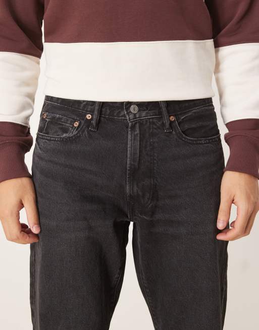 Abercrombie & Fitch – Czarne jeansy z prostymi nogawkami, 5 z 5