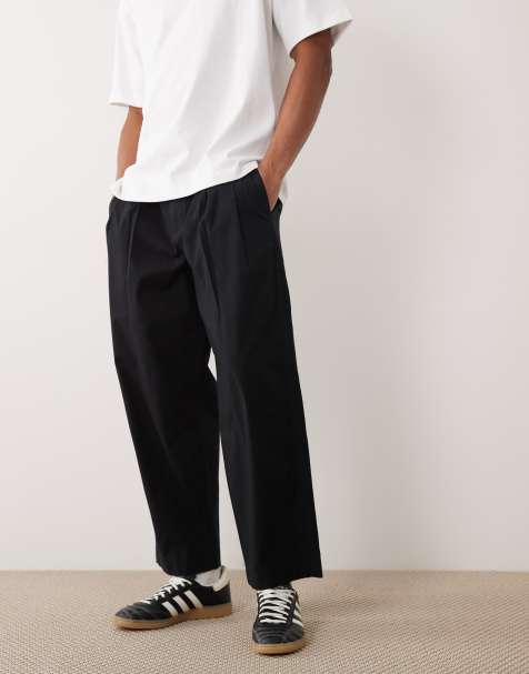 Abercrombie & Fitch – Czarne spodnie baggy z popeliny z zakładkami - view 1