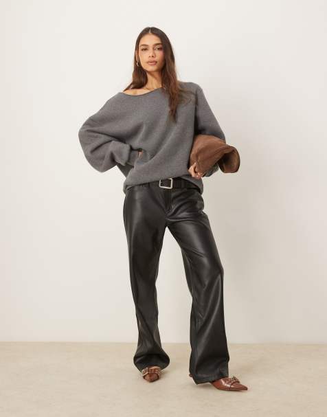 Abercrombie & Fitch straight leg trousers in black