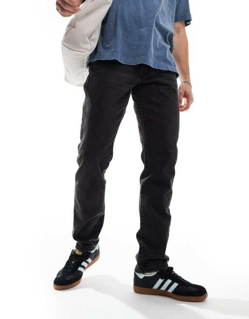 Abercrombie & Fitch – Czarne sprane jeansy o dopasowanym kroju w stylu lat 90.