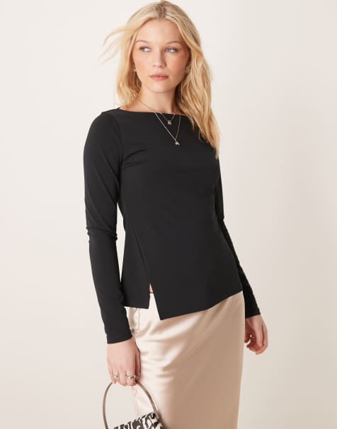 Abercrombie & Fitch – Czarny asymetryczny top z prostym dekoltem - view 1