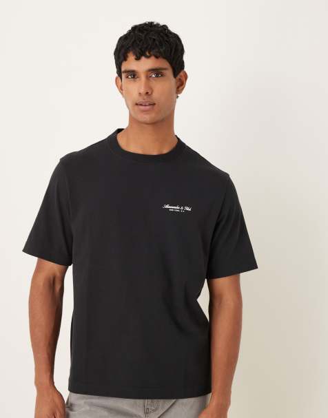 Abercrombie & Fitch short sleeve chest logo premium t-shirt in black