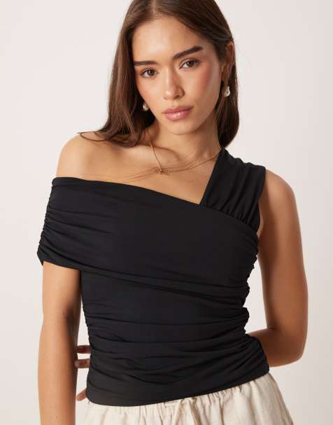Abercrombie & Fitch halterneck twist front top in black